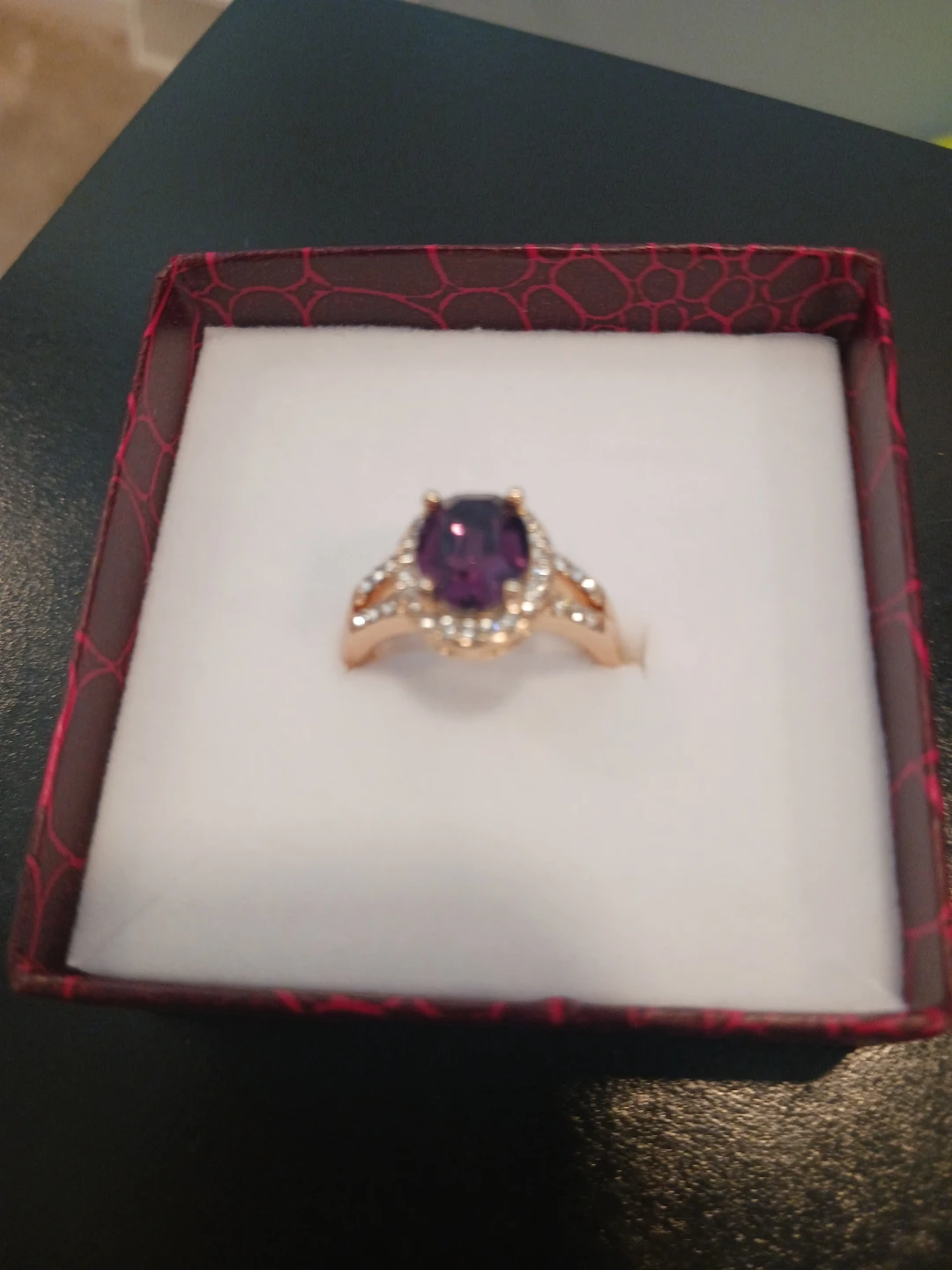 Purple Gemstone Ring with Halo Setting - photo 2