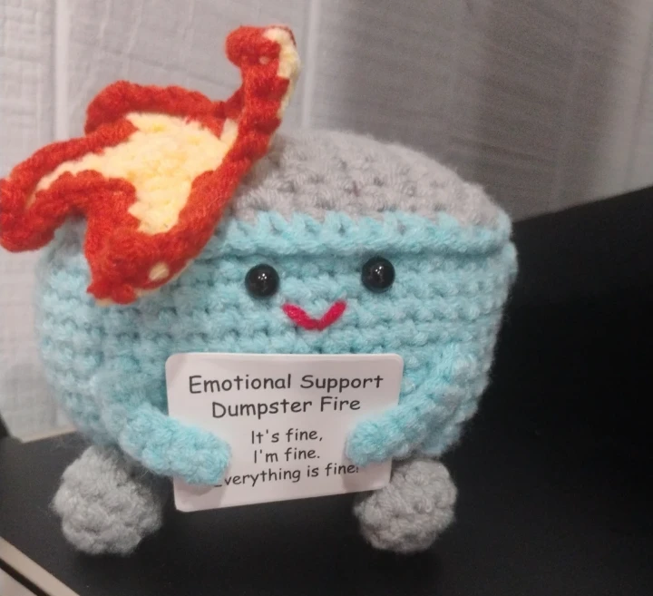 Emotional Support Dumpster Fire Crochet Plush
