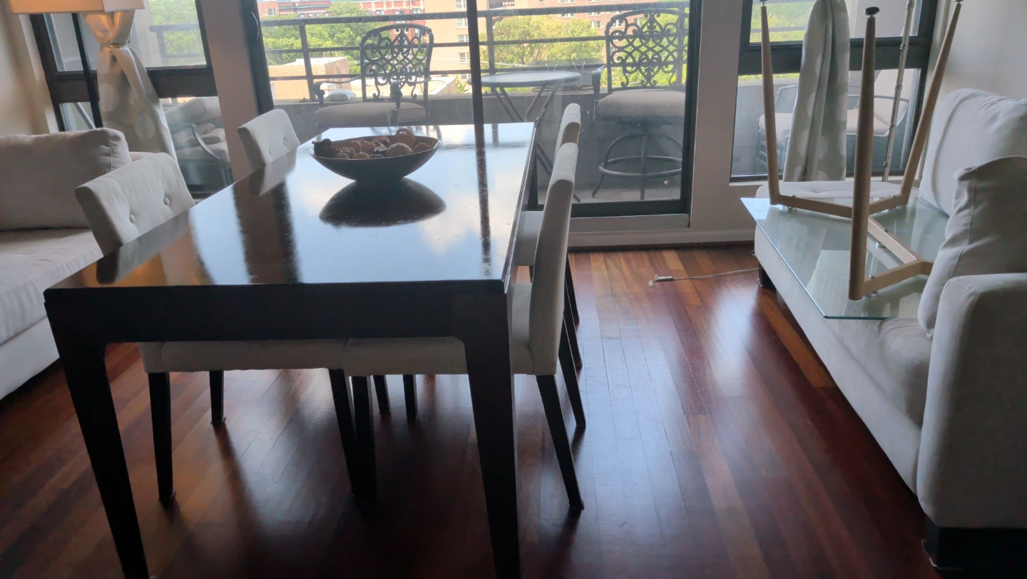 Dark wood dining table