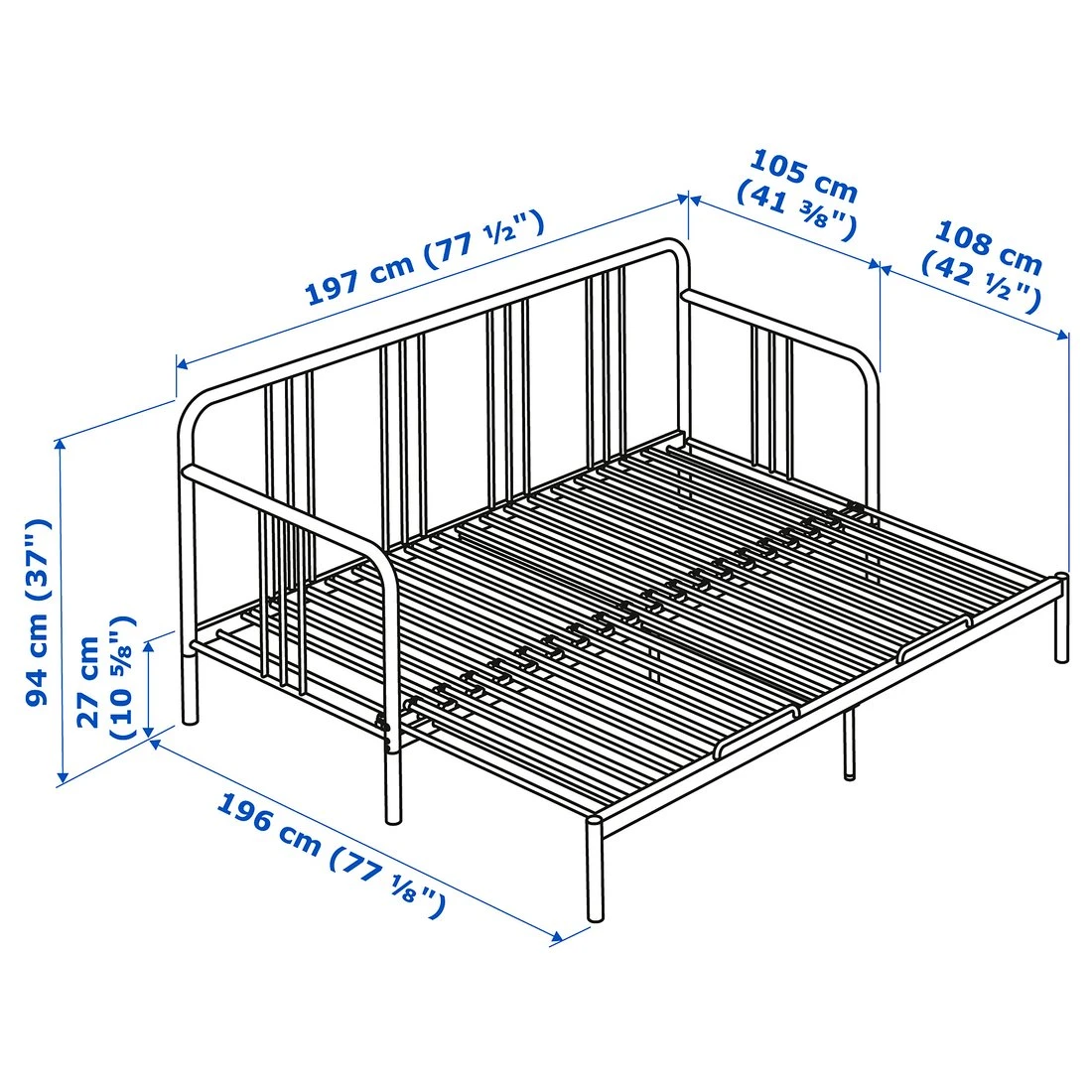 IKEA FYRESDAL Daybed Futon Frame, Black, Twin - photo 3
