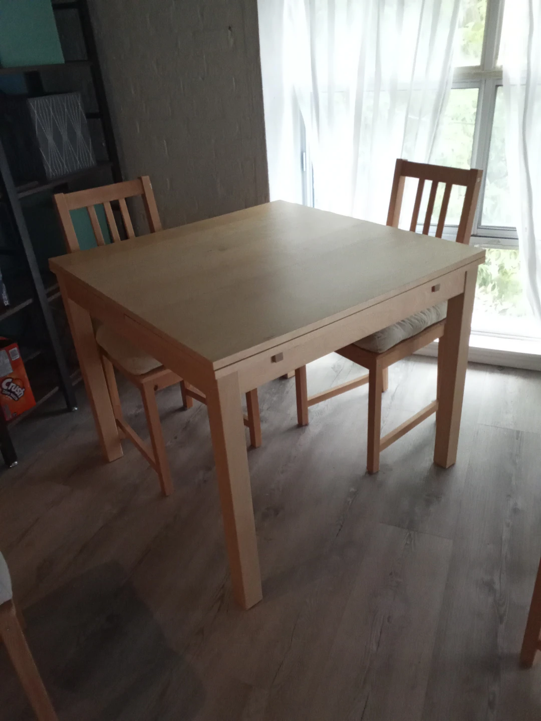 Ikea extendable dining table with 4 chairs