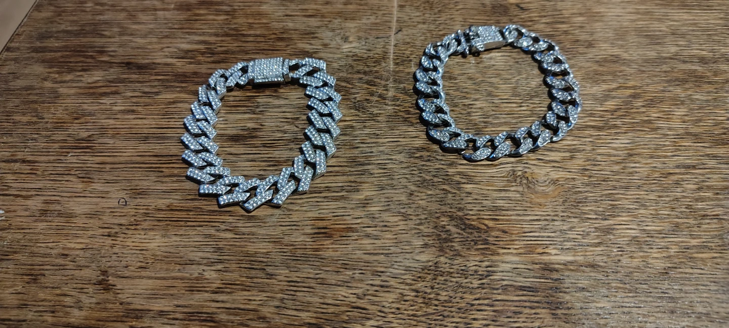 Two Diamond Encrusted Cuban Link Bracelets - photo 3