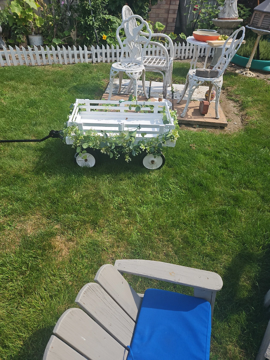 White Garden Wagon with Faux Greenery - photo 4