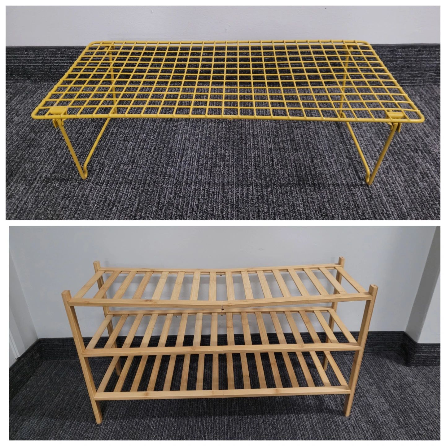 Set of 2 IKEA GREJIG & Bamboo Shoe Racks