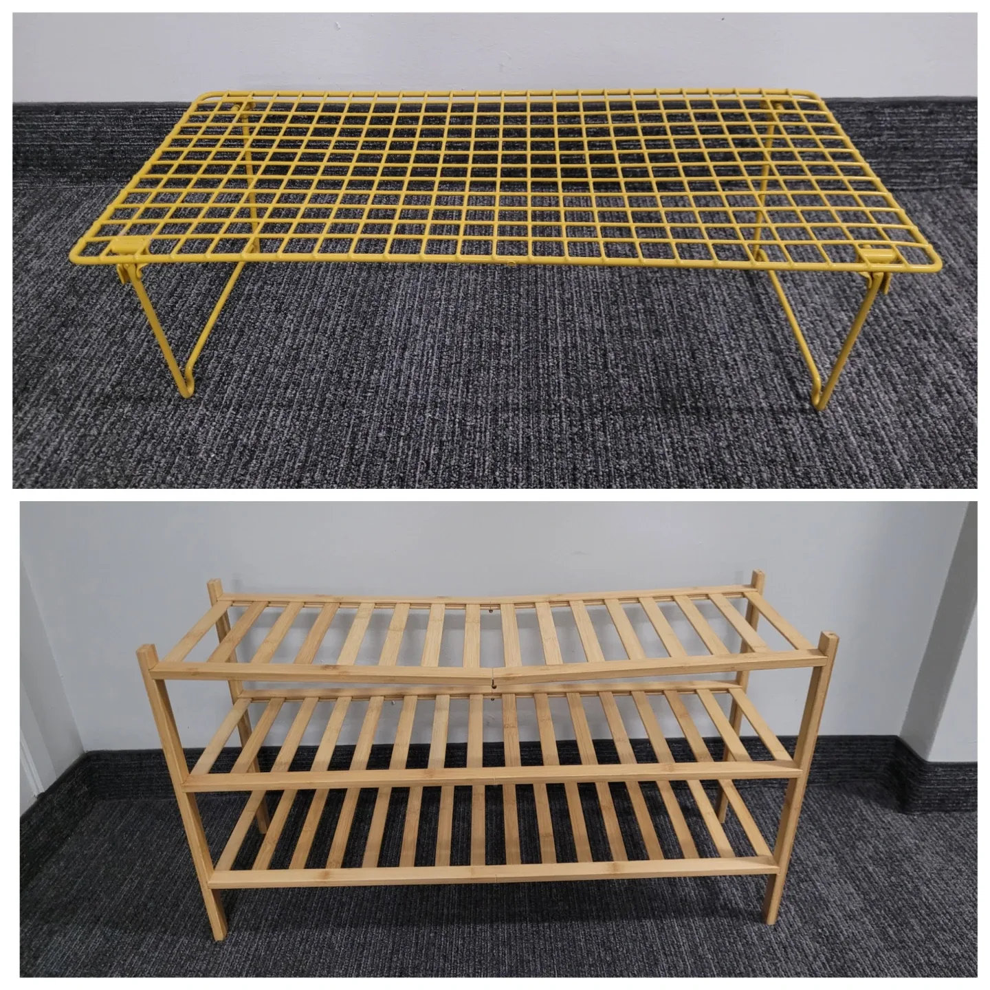 Set of 2 IKEA GREJIG & Bamboo Shoe Racks