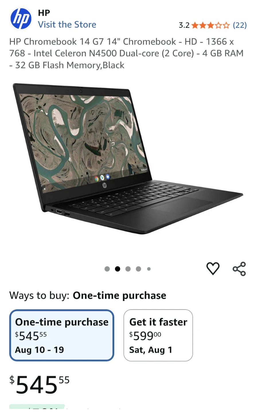 HP Chromebook 14 G7 Laptop - Black