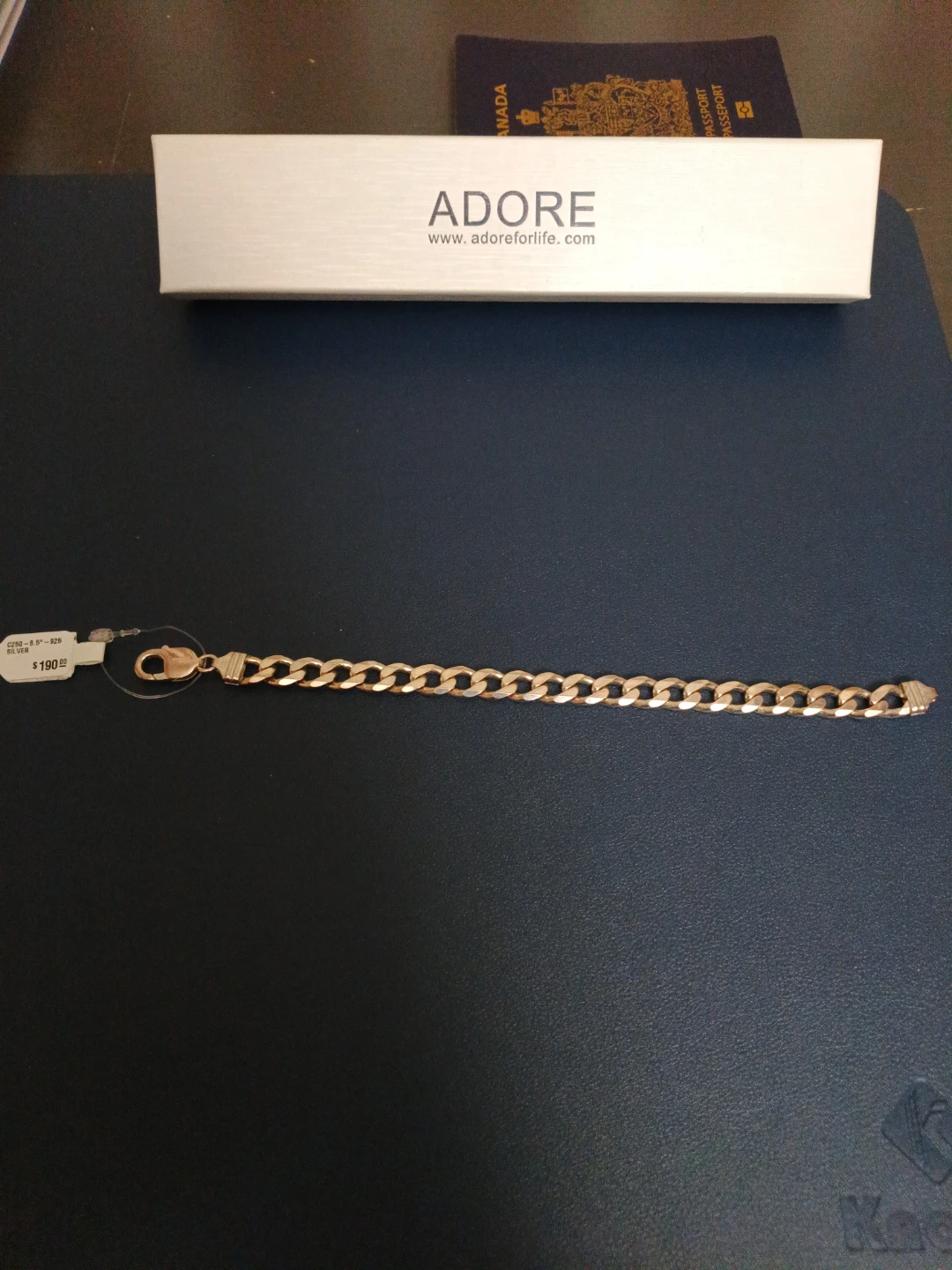 ADORE Silver Curb Chain Bracelet 8.5"