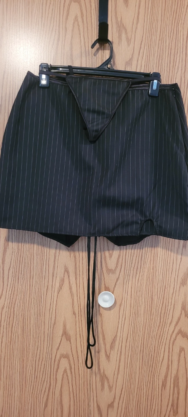 3-Piece Striped Corset Set with Skirt and Thong - photo 3