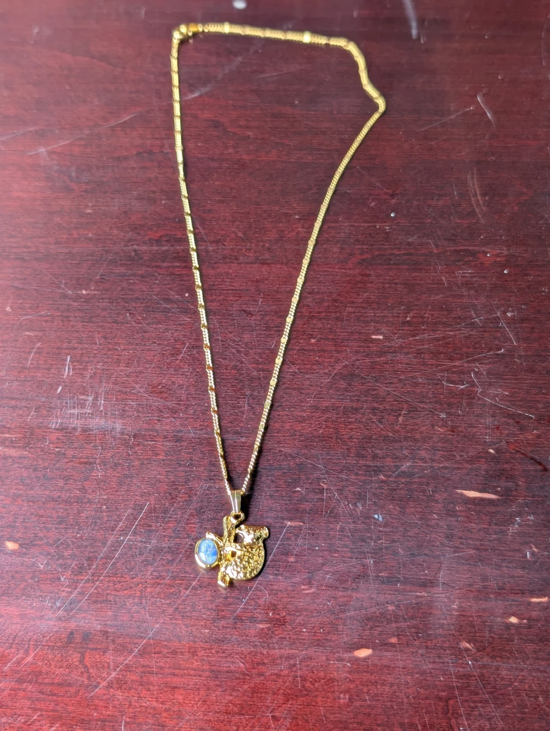 Gold toned Koala Necklace with Blue Stone - photo 4
