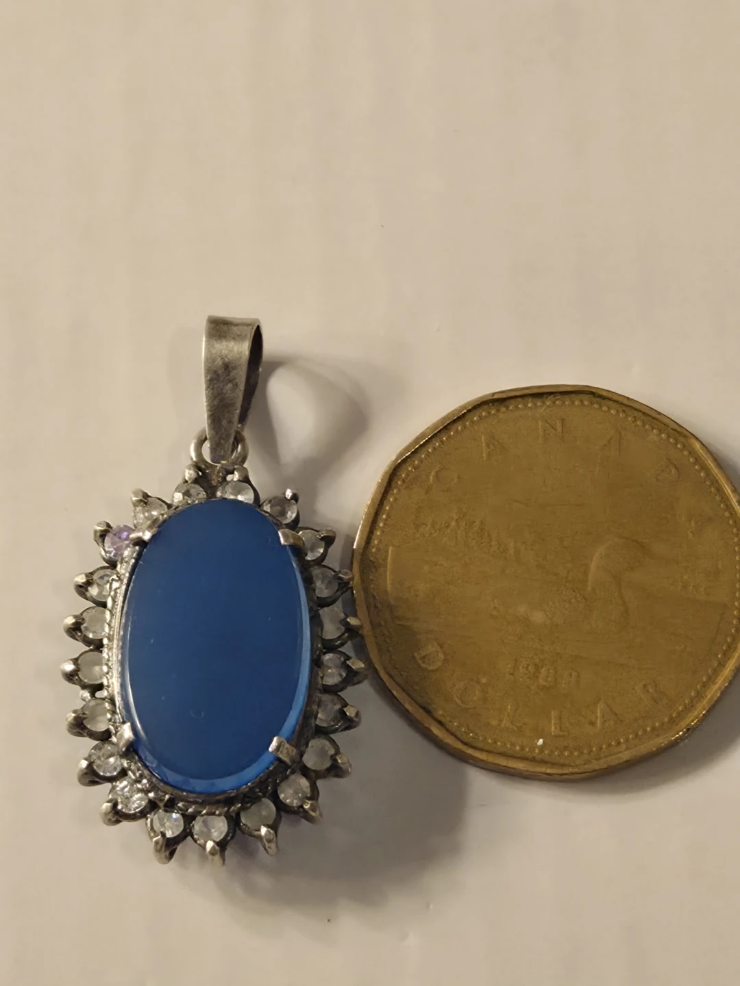 Sterling silver  925 Blue Stone & Crystal Pendant - photo 4
