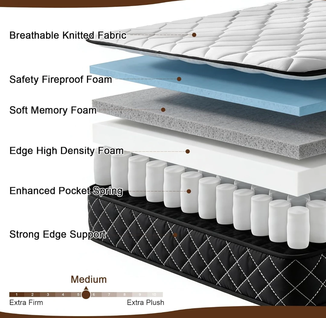 Twin size Mattress with Pocket Springs - Medium Firmness - photo 3
