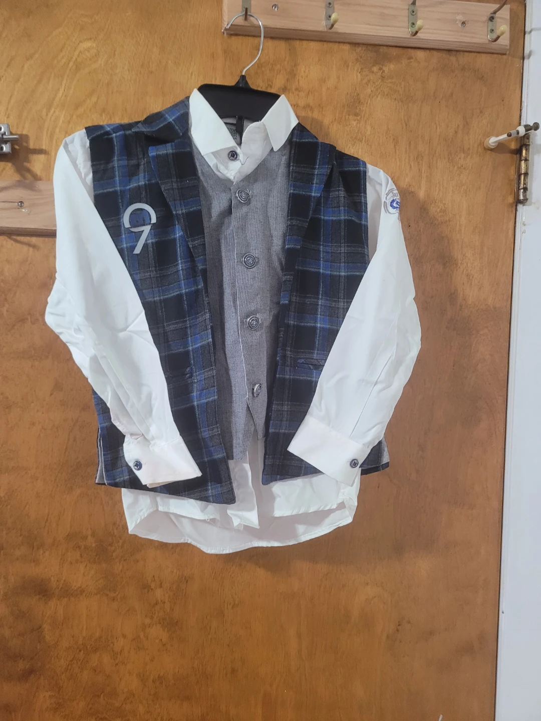 Boys Formal Shirt, Vest, and Plaid Vest Set - photo 2