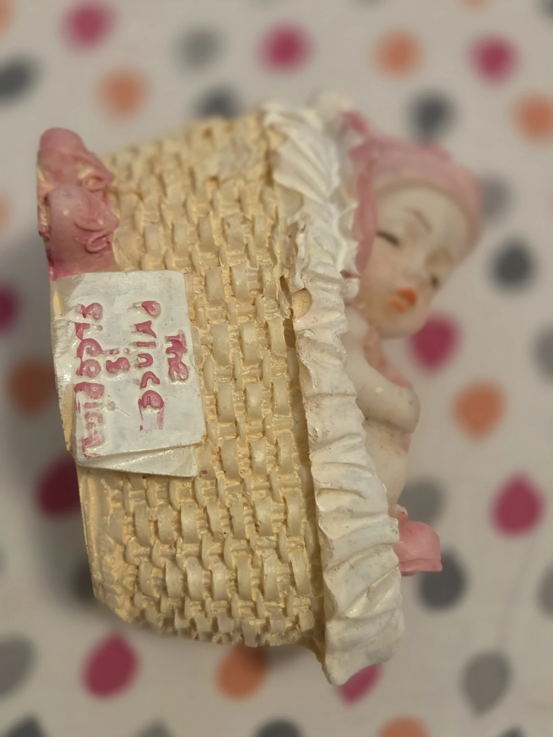 Pink Baby Figurine in Basket - photo 3