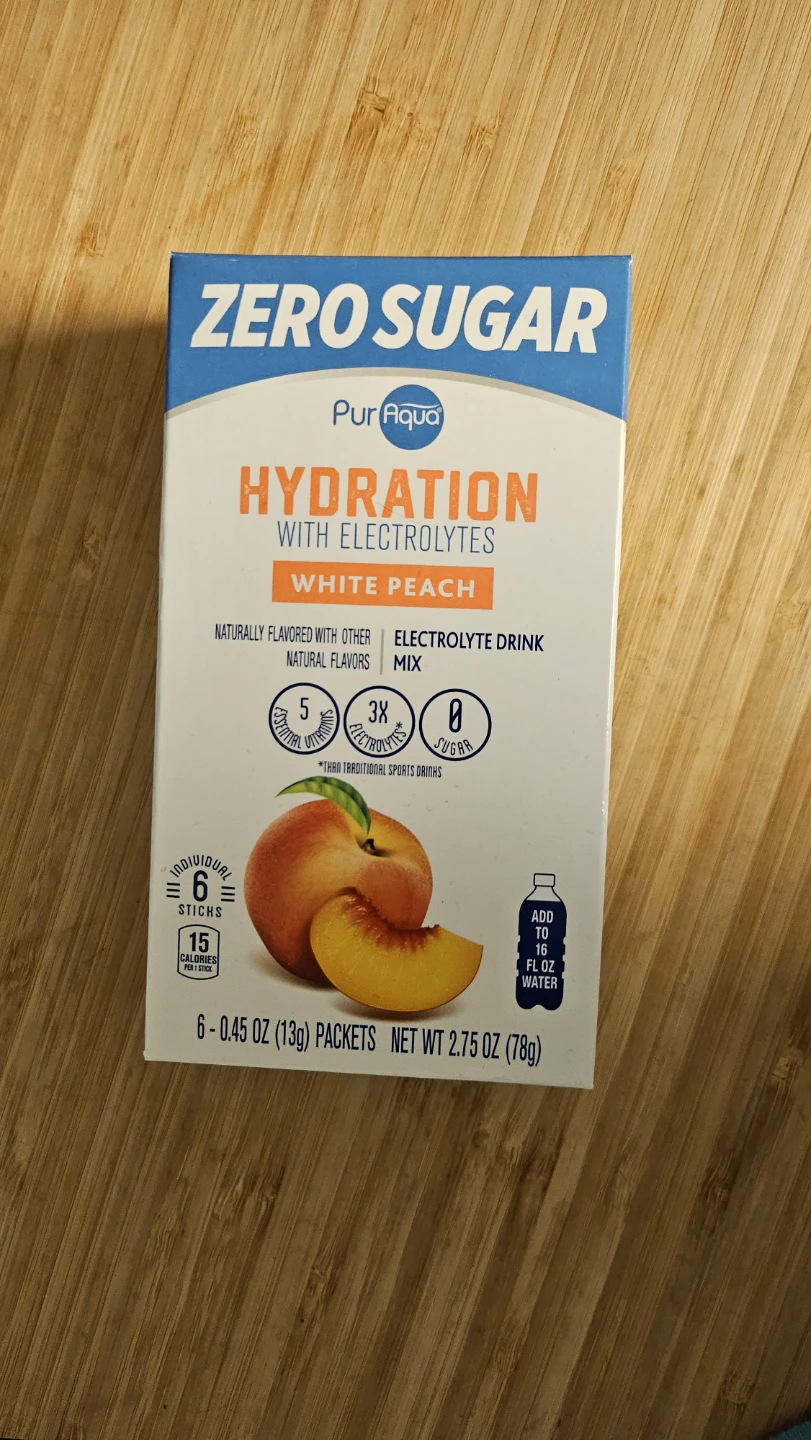Pur Aqua Zero Sugar White Peach Hydration Drink Mix (6 Packets)