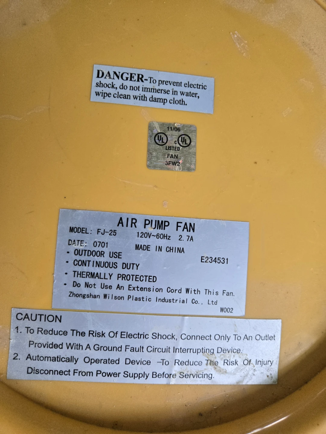 Yellow Air Pump Fan - photo 2