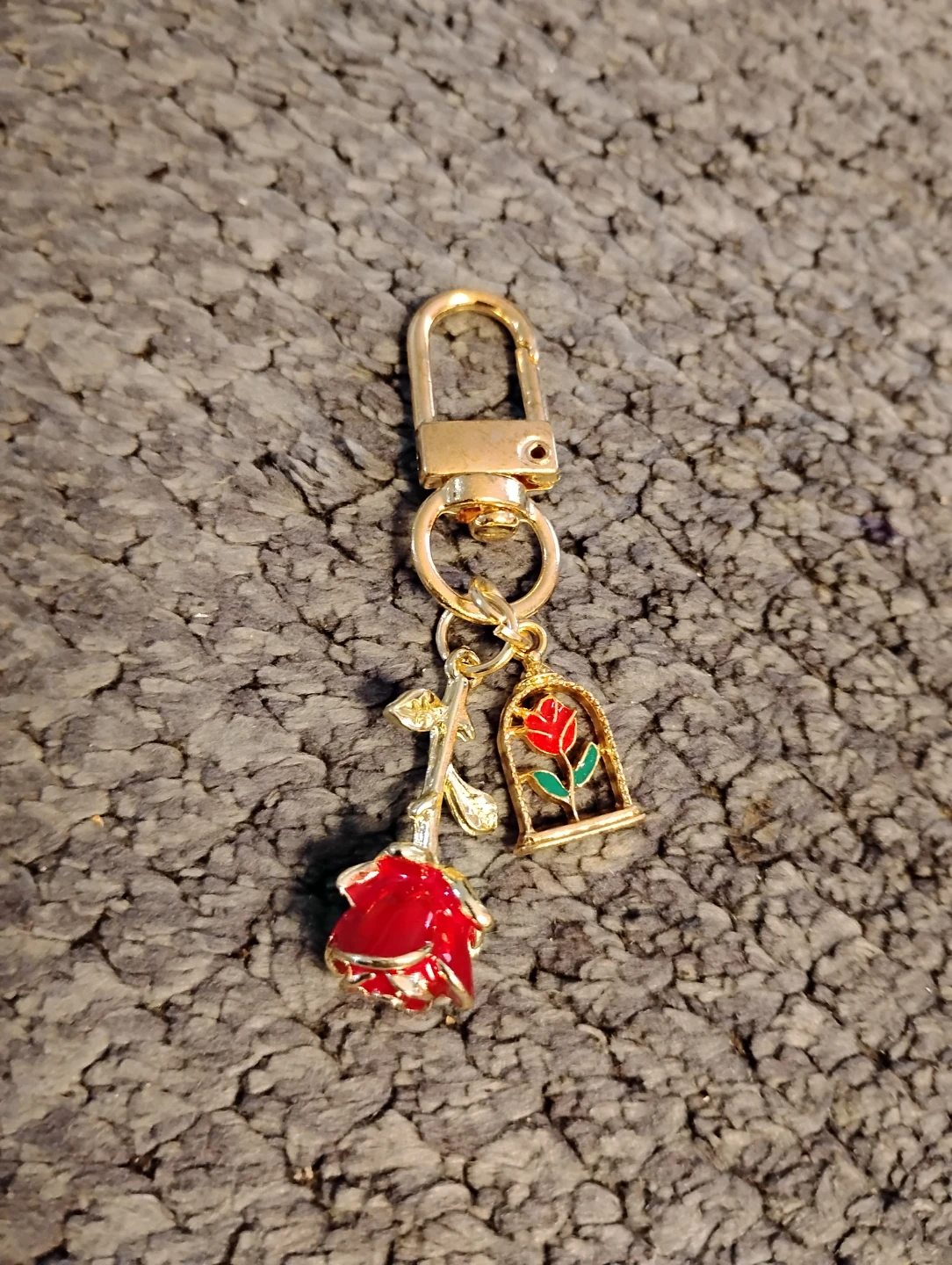 Beauty and the Beast Rose Keychain