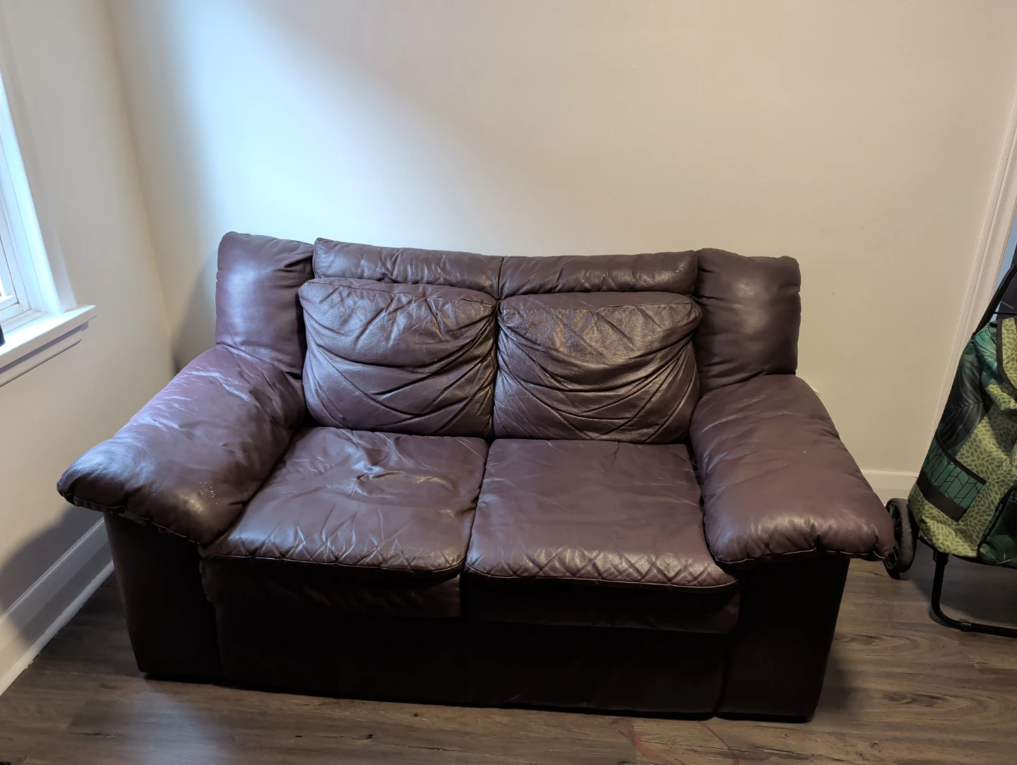 Brown Leather Loveseat Sofa