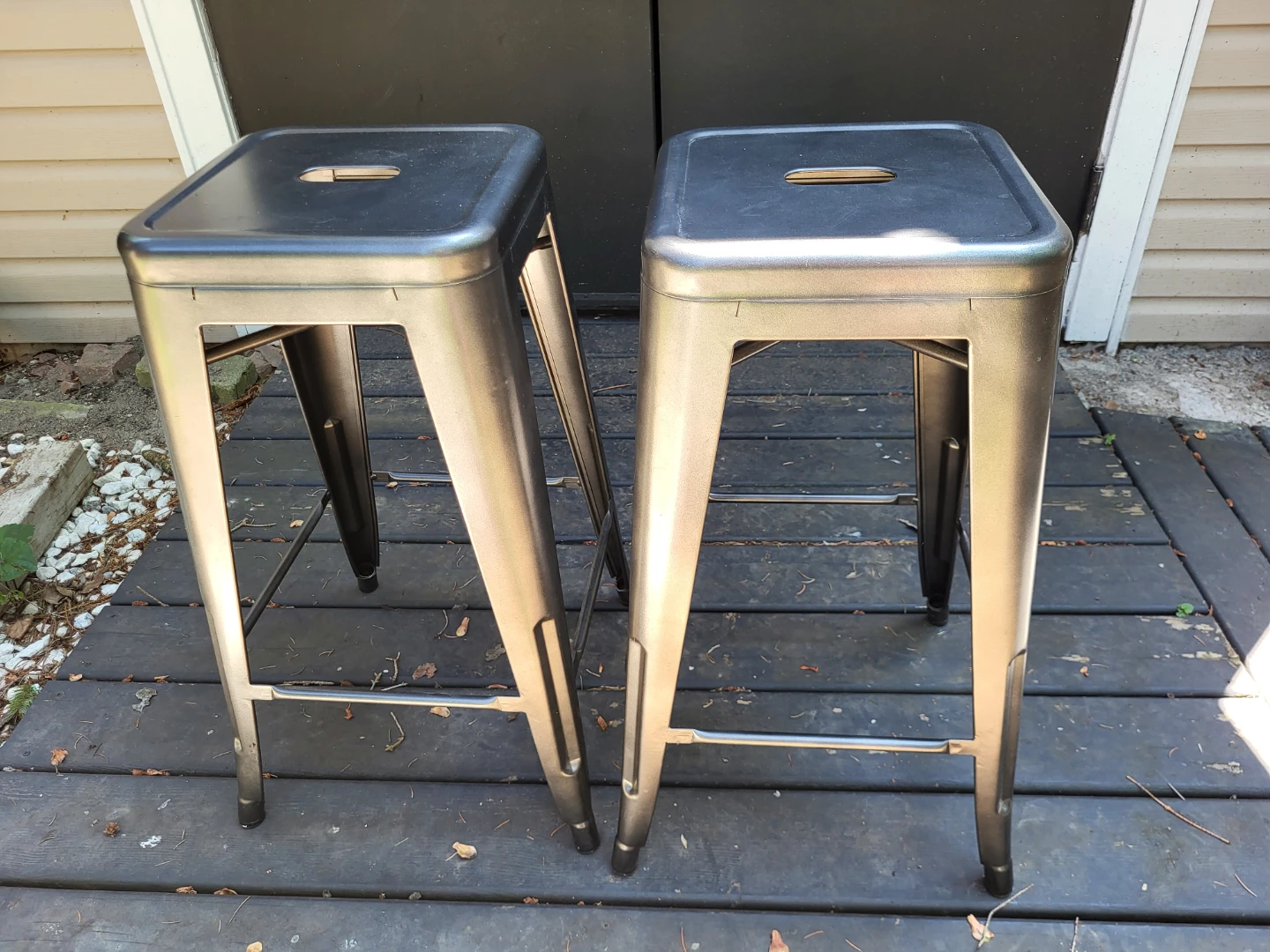 Set of 2 Metal Bar Stools