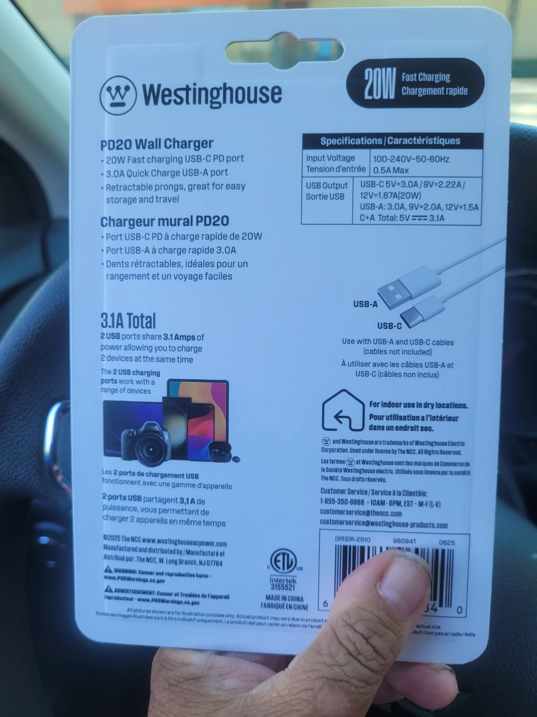 Westinghouse PD20 Wall Charger - 20W Fast Charging Cube - photo 2
