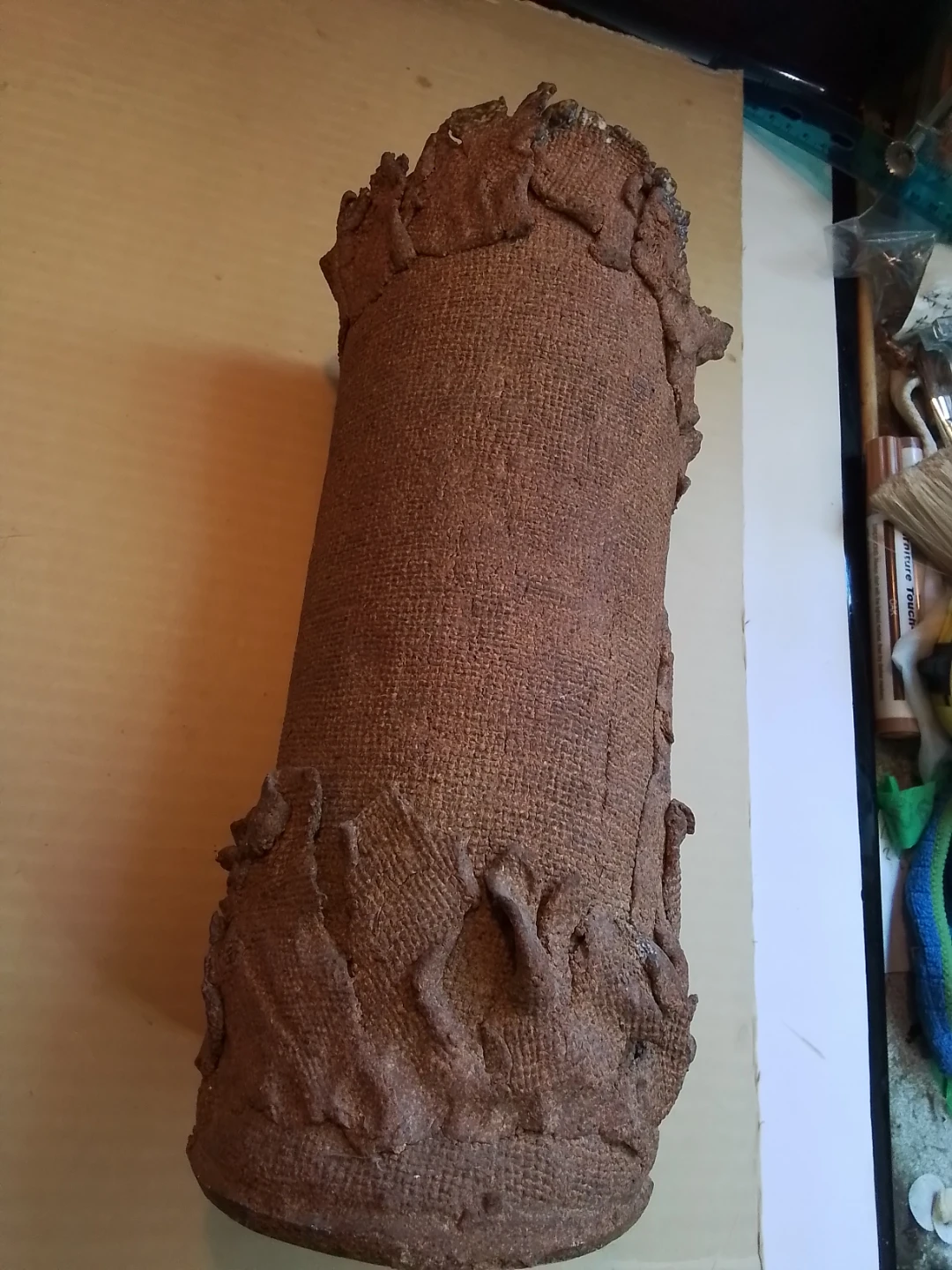 Vintage 1970s Brutalist Studio Art Pottery Vase – 12"x5" - photo 4