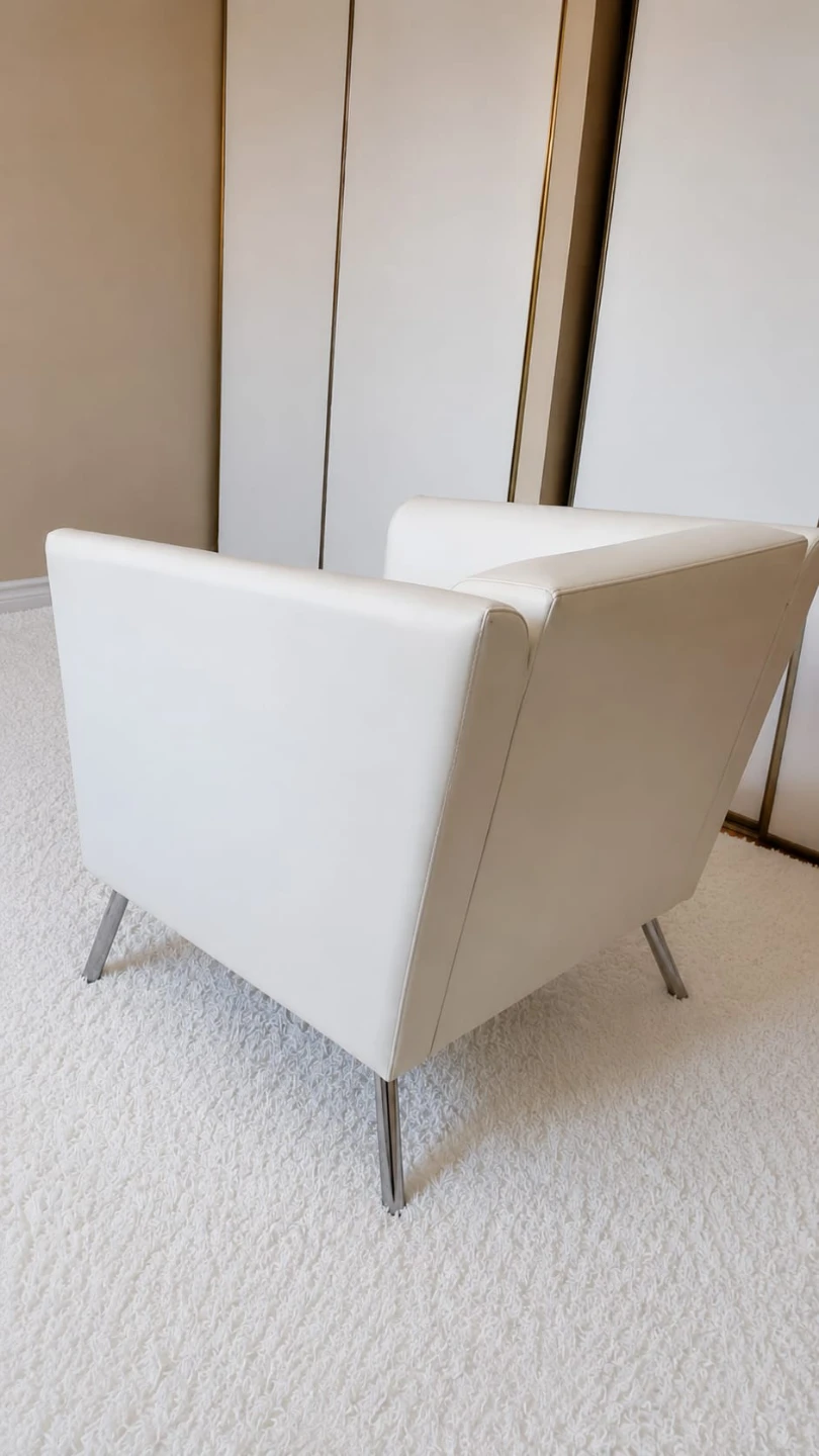 White Armchair with Chrome Legs - photo 2