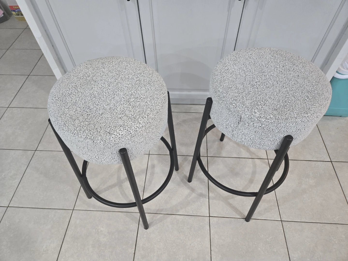 Set of 2 Grey and White Speckled island  Stools
