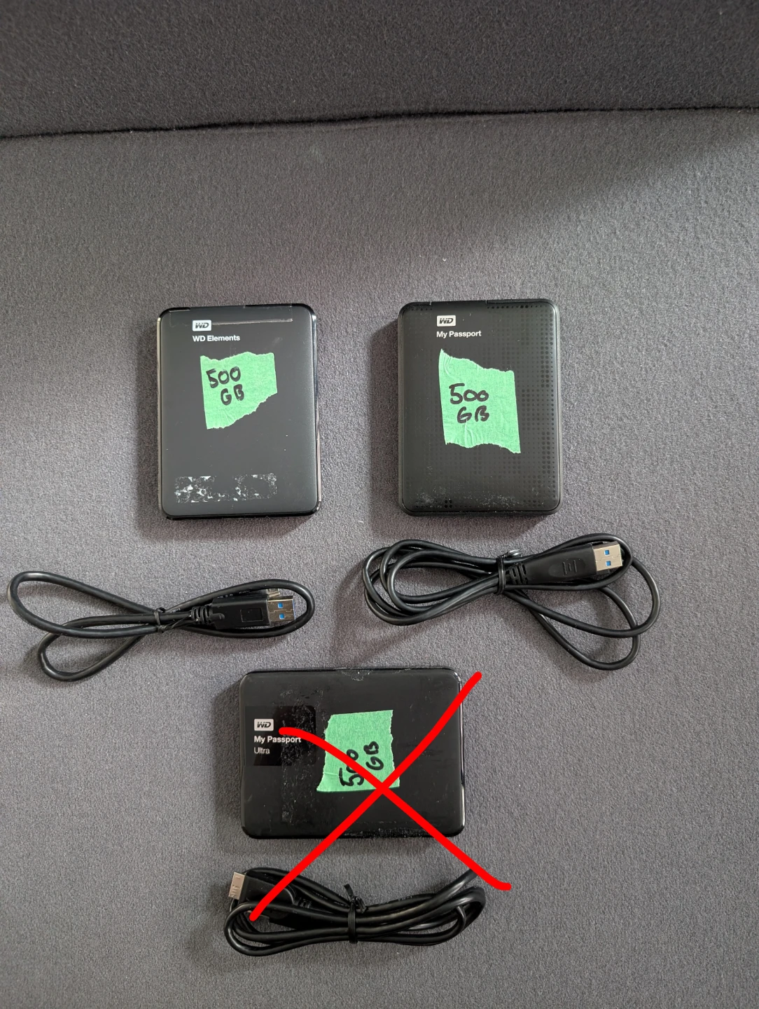 500GB Portable External Hard Drives (WD & Toshiba)