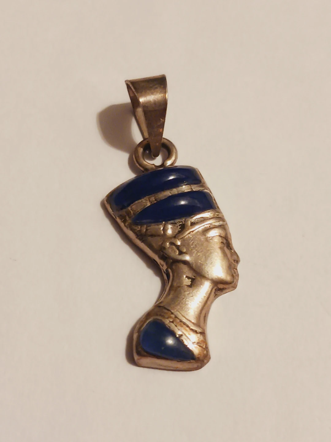 Sterling Silver Egyptian Nefertiti Pendant with Lapis Inlay