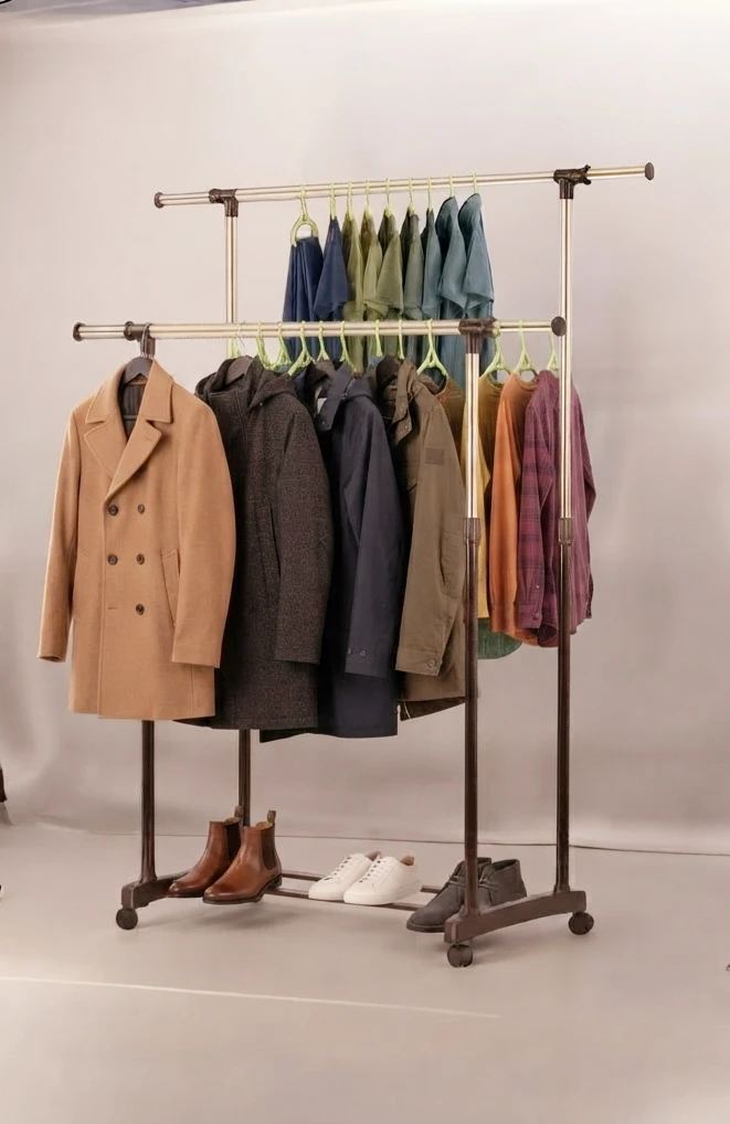 (BRAND NEW) Double Rod Garment Rack with Wheels - photo 2