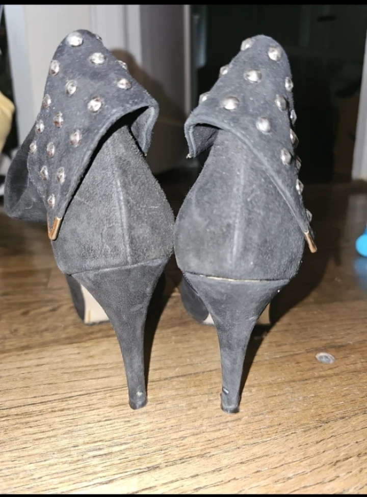 Black Fold-Over Ankle Boots with Studs - photo 3
