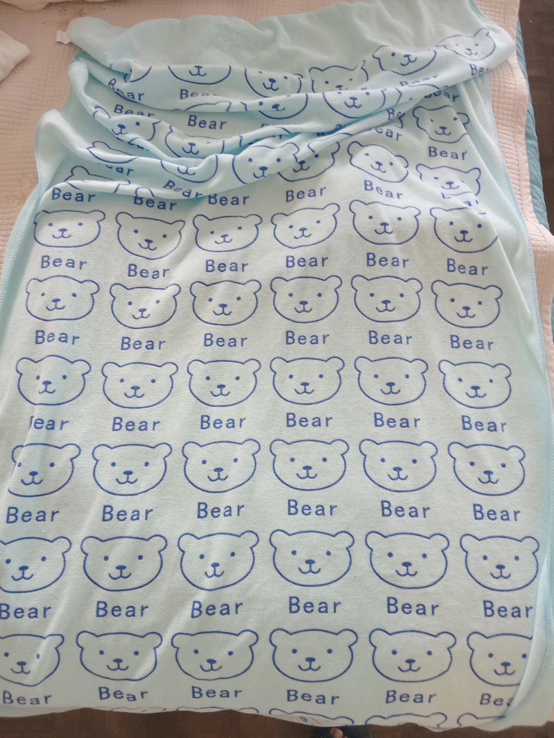 Light Blue Bear Print Baby Blanket