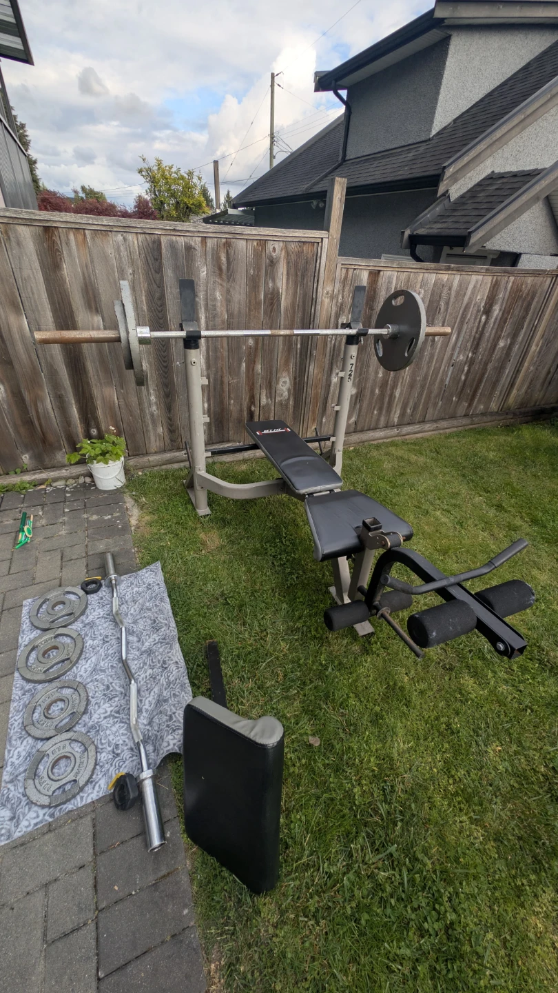 Weight Bench with Barbell and Weights - photo 2