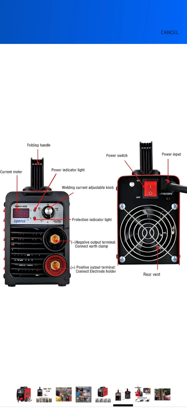 HONE MMA140D DC Inverter Welding Machine - photo 3