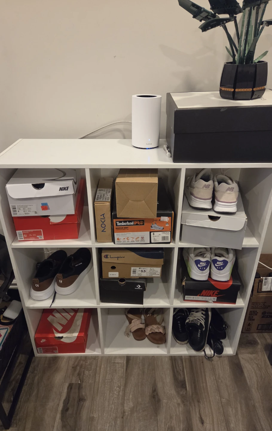 white shoe rack / shelves... box style