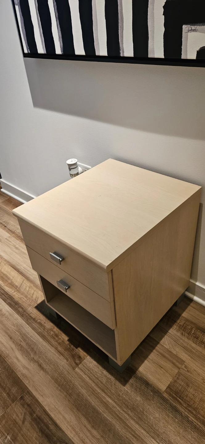 Light Wood 2-Drawer Nightstand