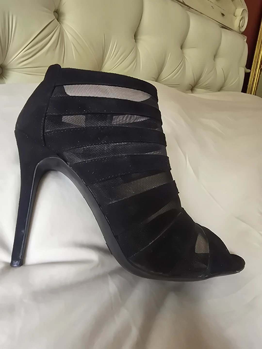 Le Château Black Mesh Peep-Toe Heels - photo 3