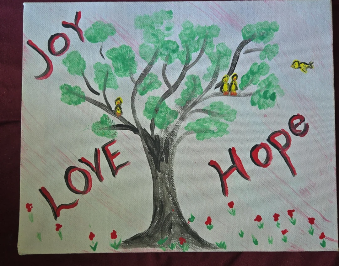 Hand-Painted Canvas Art "Joy Love Hope"
