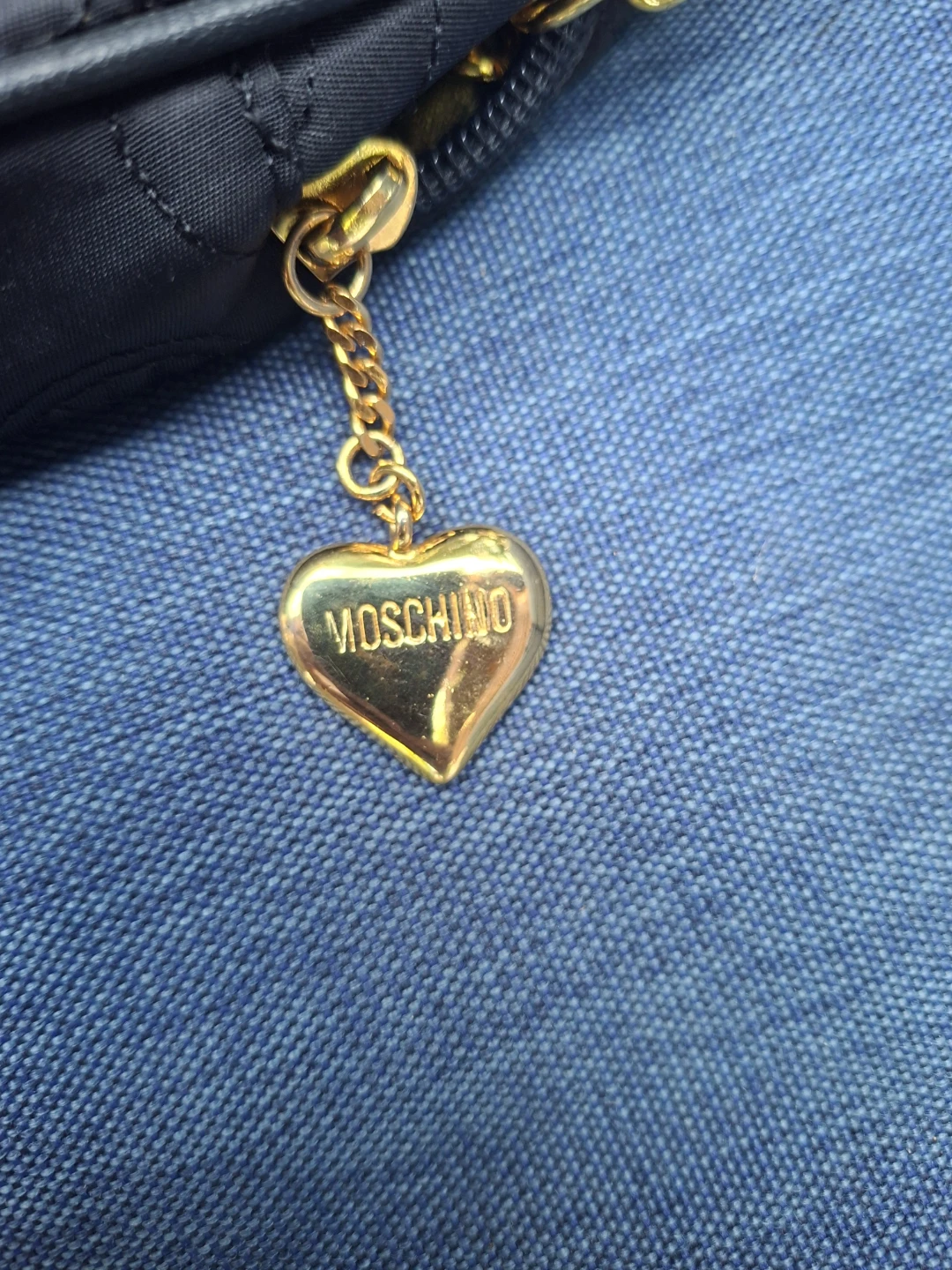 Moschino Black Quilted Heart Charm Chain Bag - photo 2