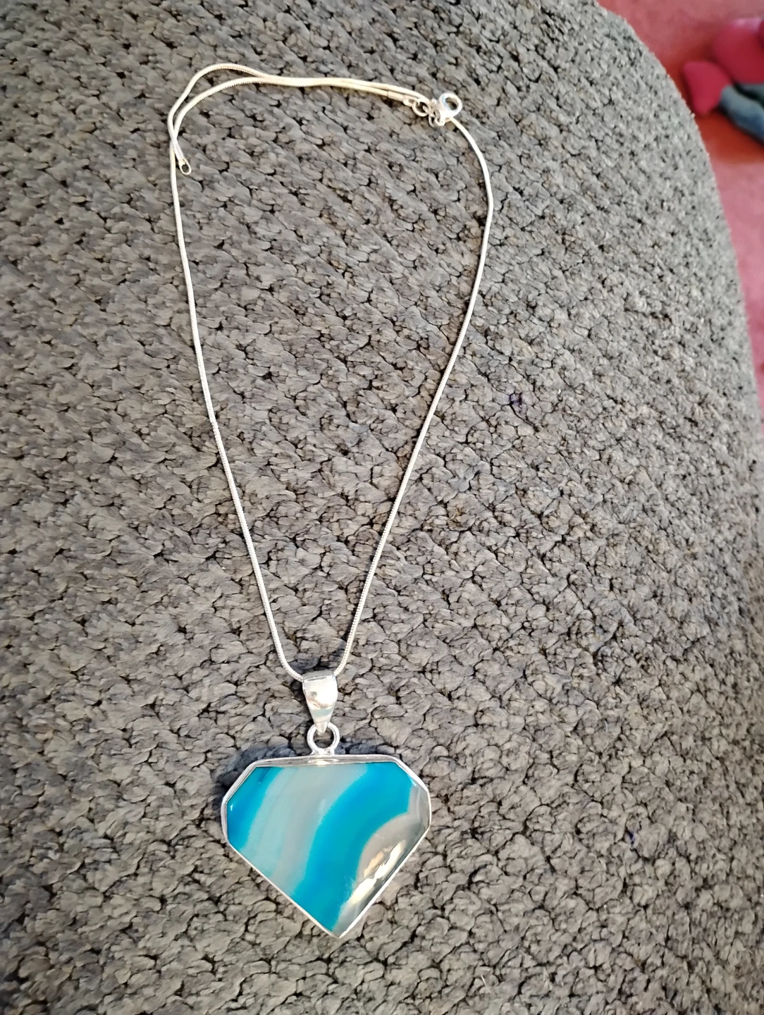 Sterling Silver Blue Agate Necklace - photo 2