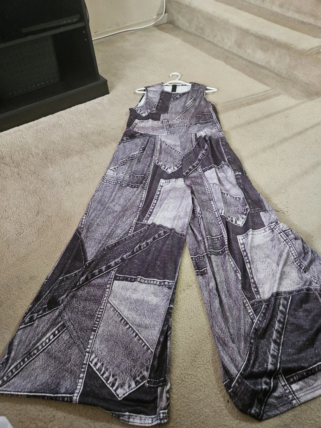 Denim Patchwork Wide Leg Jumpsuit - photo 2