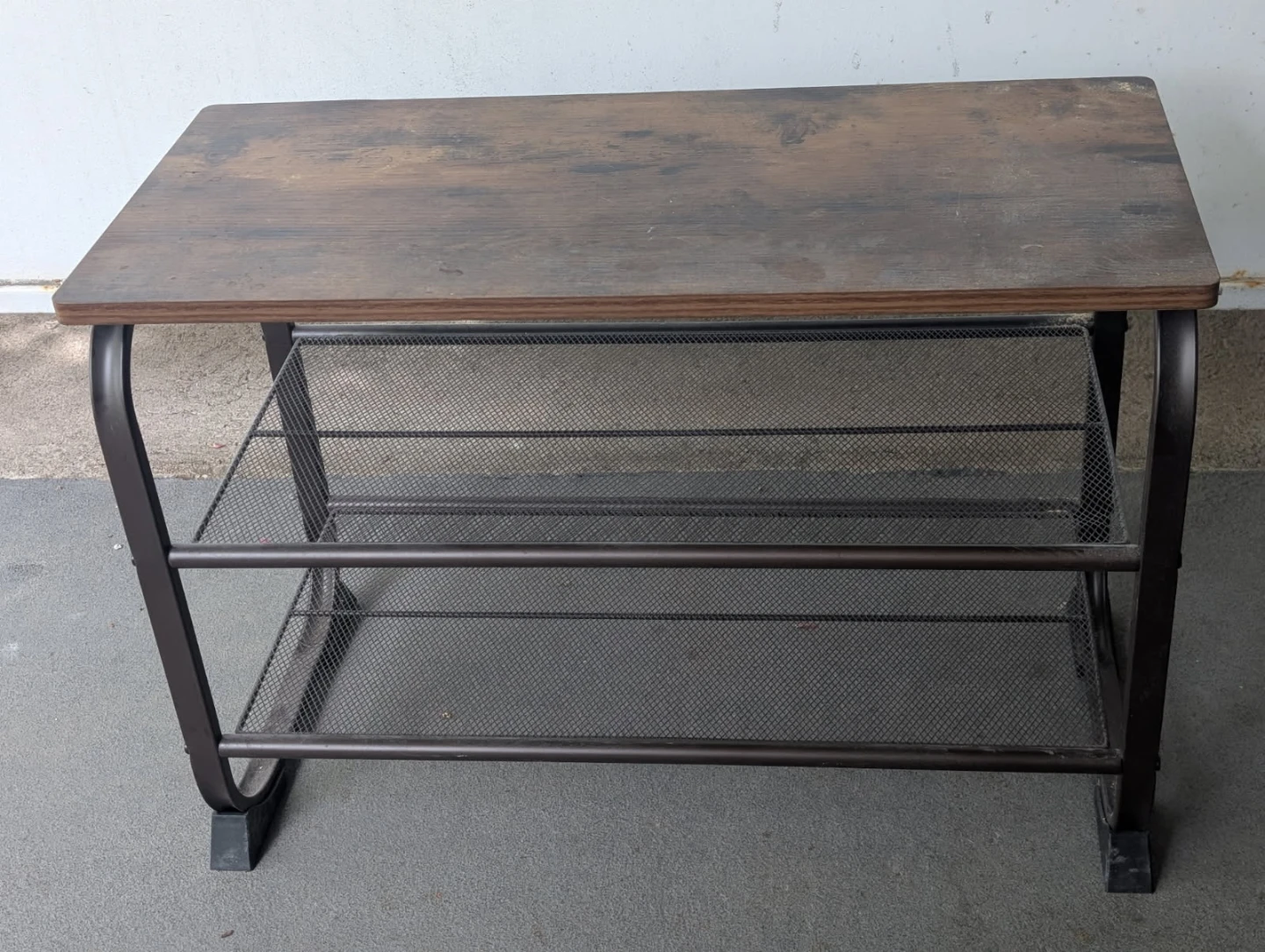 Wood and metal shoe rack