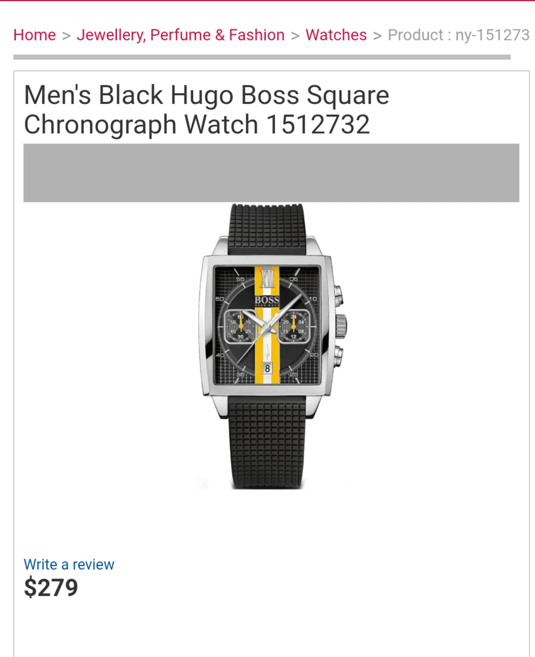 Hugo Boss Square Chronograph Watch with Black Rubber Strap - photo 3