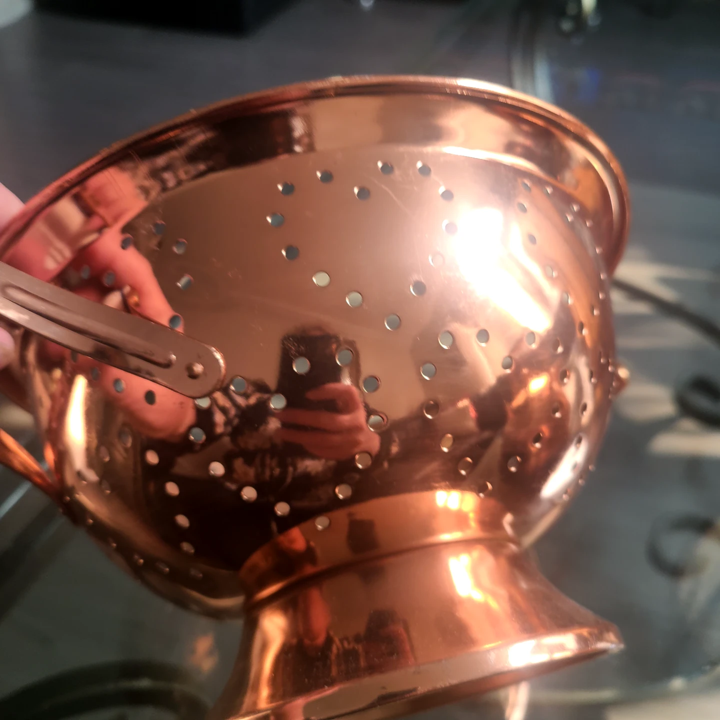 Copper Colander with White Handles - photo 2