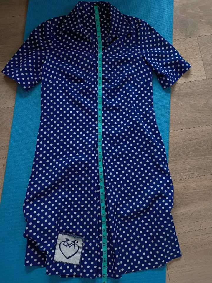Vintage home made dress 1960s blue polka dot - photo 2