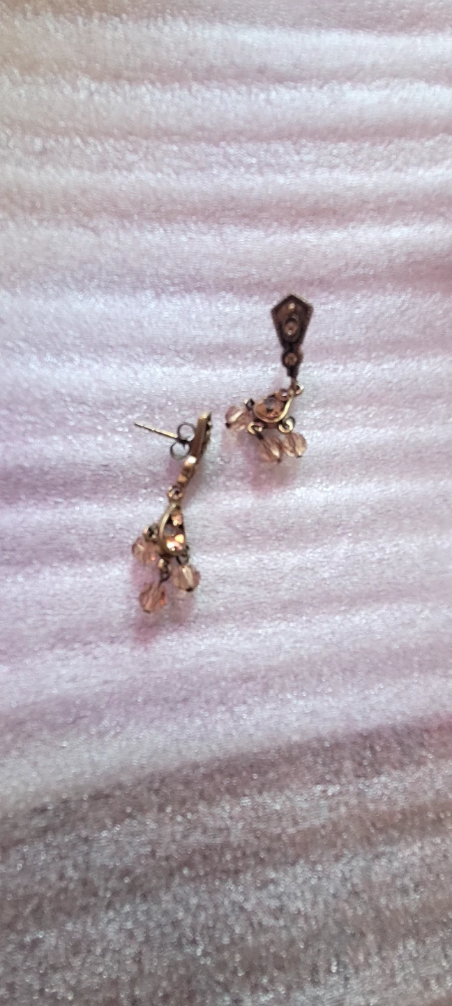 Antique Style Drop Earrings with Amber-Coloured Gems - photo 5
