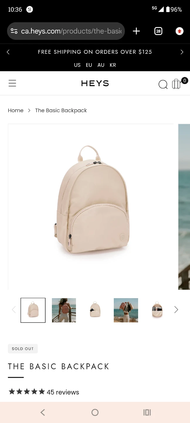 BNWT! HEYS The Basic Backpack - Beige and Light Grey