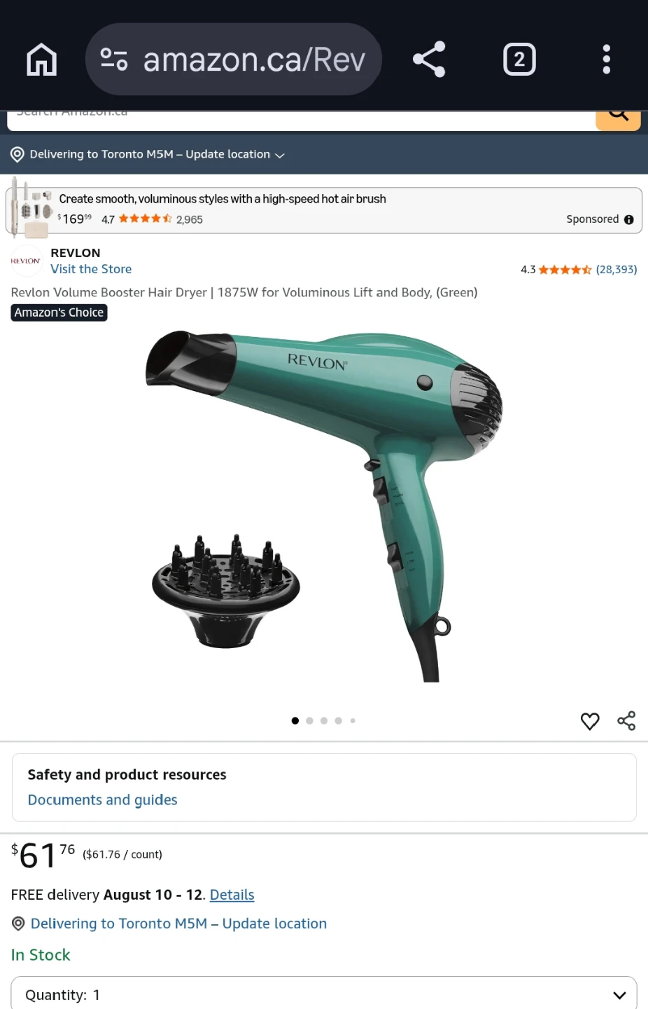 Revlon Volume Booster Hair Dryer | 1875W | Green