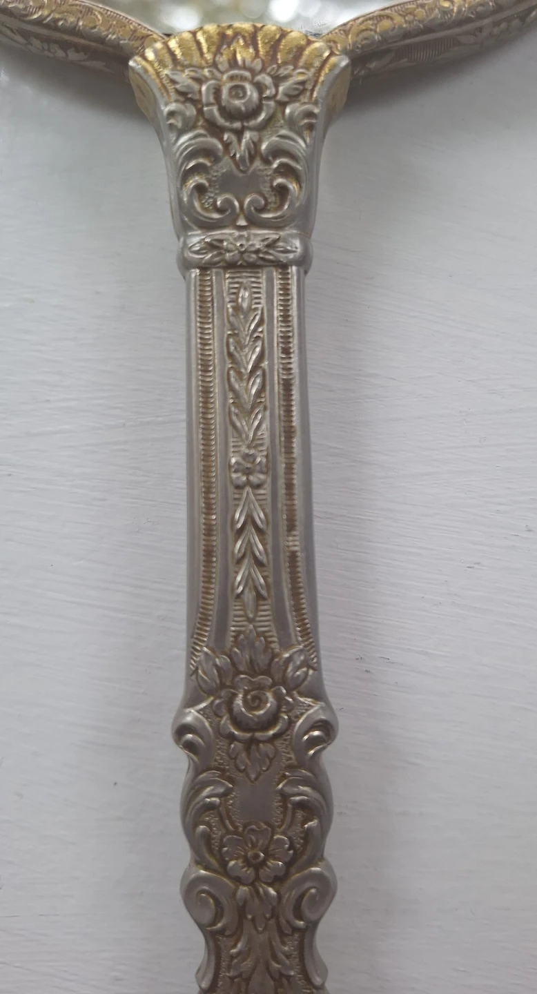 vintage, silver-plated double-sided handheld mirror - photo 3