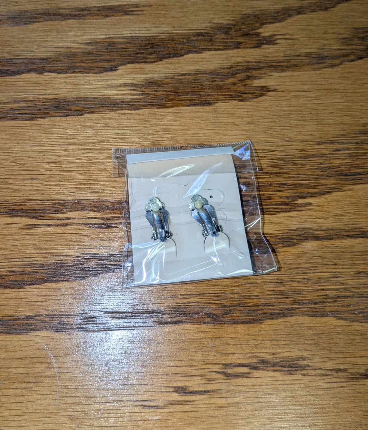Clip on earrings silver tone rectangle jewelry - photo 2