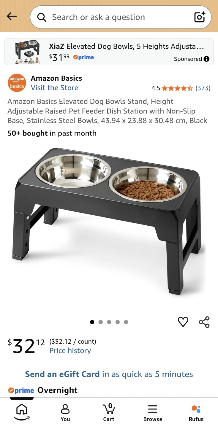 Amazon Basics Elevated Dog Bowls